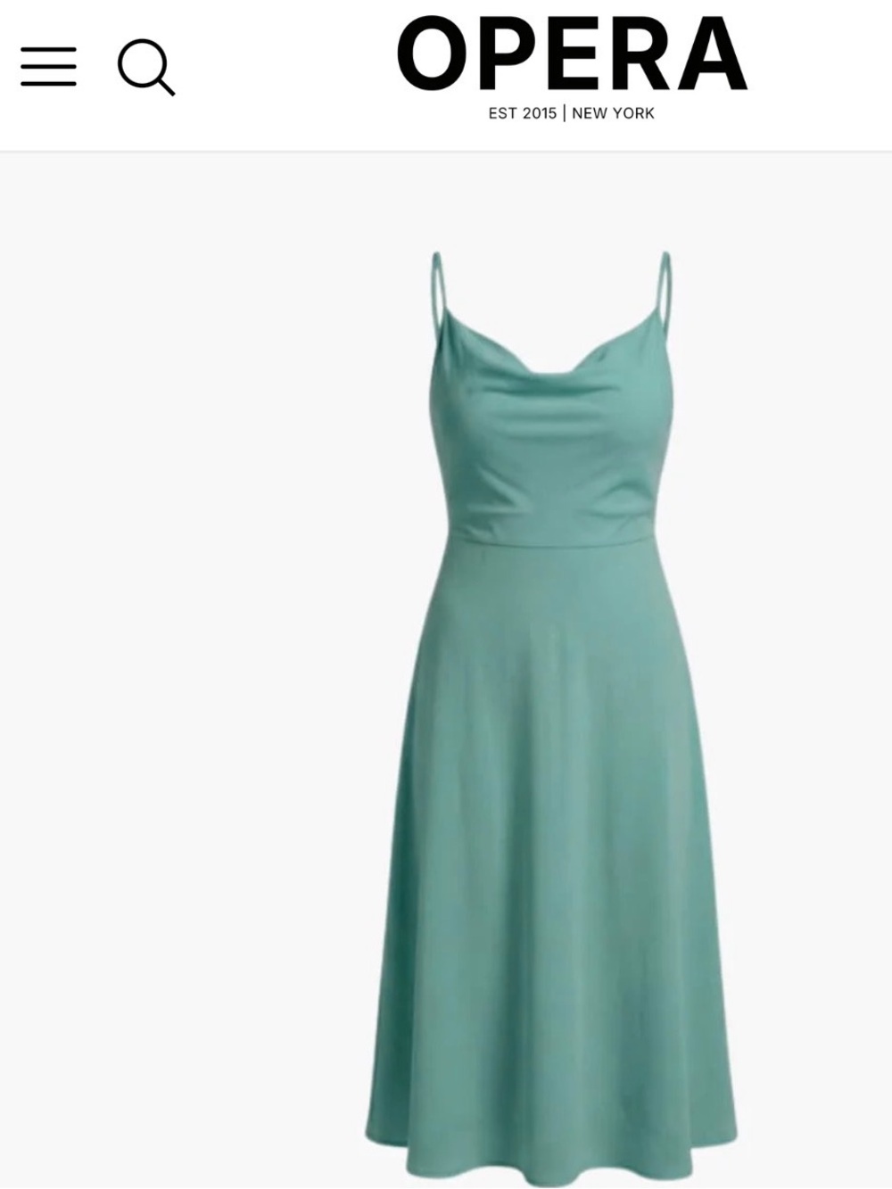 Opera Teal Satin Cowl-Neck Midi Dress